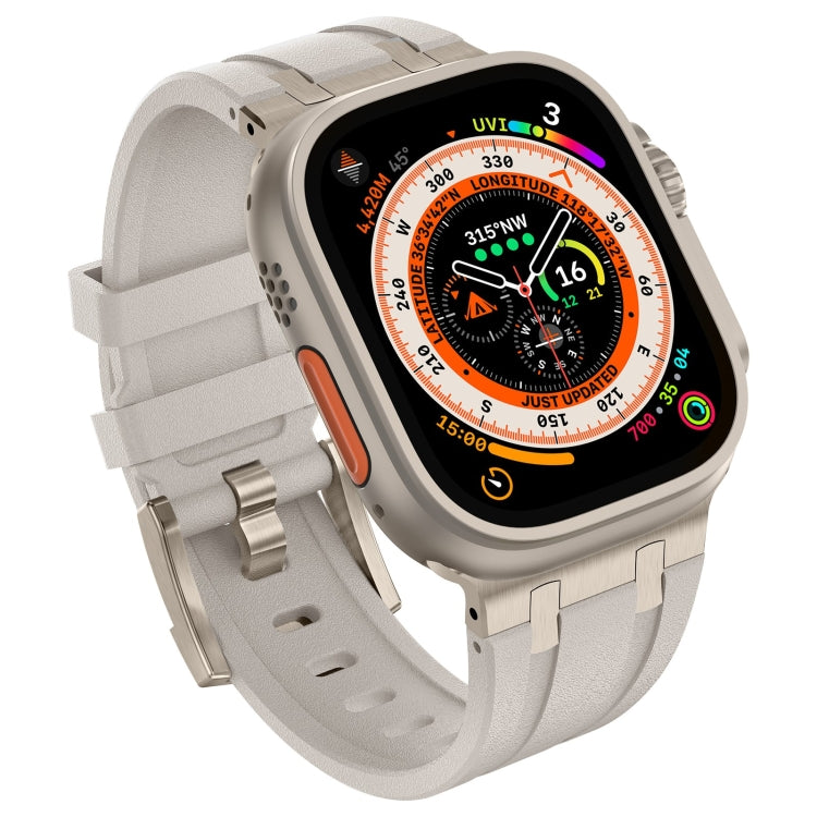 For Apple Watch Ultra 49mm Stone Grain Liquid Silicone Watch Band(Titanium Starlight) - free shipping - PMC TechLife - Order now!