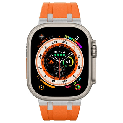 For Apple Watch Ultra 49mm Stone Grain Liquid Silicone Watch Band(Sliver Orange) - Watch Bands by PMC Jewellery | Online Shopping South Africa | PMC Jewellery