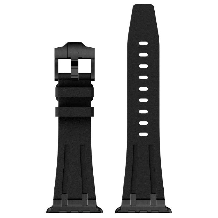 For Apple Watch Series 8 45mm Stone Grain Liquid Silicone Watch Band(Black Black) - free shipping - PMC TechLife - Order now!
