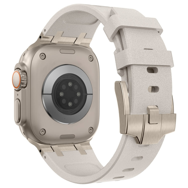 For Apple Watch Series 8 45mm Stone Grain Liquid Silicone Watch Band(Titanium Starlight) - Watch Bands by PMC TechLife | Online Shopping South Africa | PMC TechLife