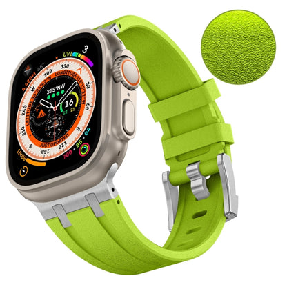 For Apple Watch Series 8 45mm Stone Grain Liquid Silicone Watch Band(Silver Green) - Watch Bands by PMC Jewellery | Online Shopping South Africa | PMC Jewellery