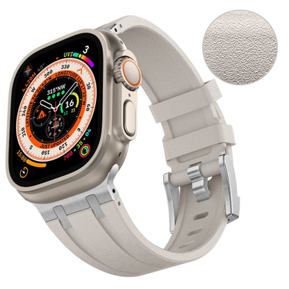 For Apple Watch SE 2022 44mm Stone Grain Liquid Silicone Watch Band(Silver Starlight) - Watch Bands by PMC Jewellery | Online Shopping South Africa | PMC Jewellery