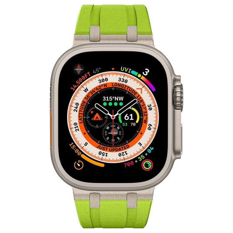 For Apple Watch Series 7 45mm Stone Grain Liquid Silicone Watch Band(Titanium Green) - Watch Bands by PMC TechLife | Online Shopping South Africa | PMC TechLife