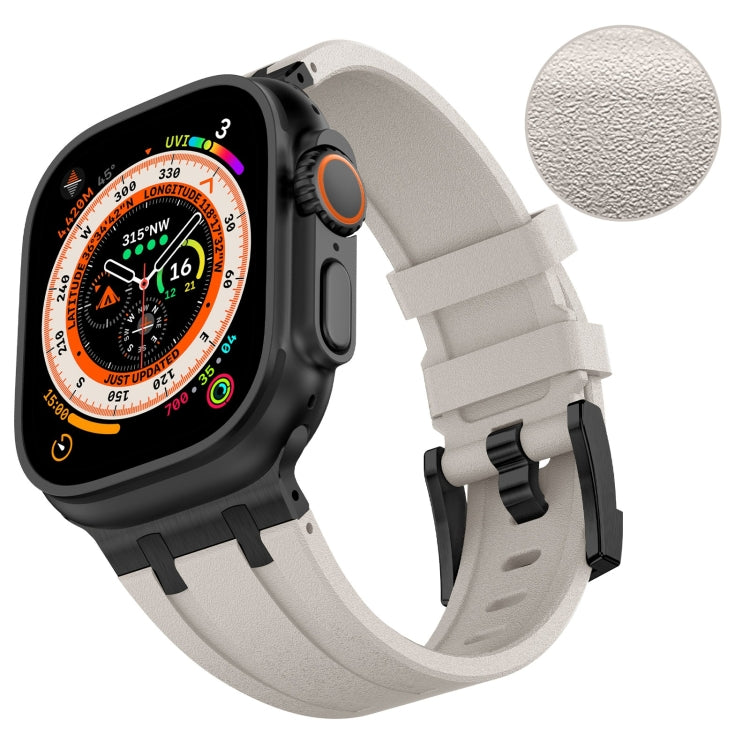 For Apple Watch SE 44mm Stone Grain Liquid Silicone Watch Band(Black Starlight) - Watch Bands by PMC TechLife | Online Shopping South Africa | PMC TechLife