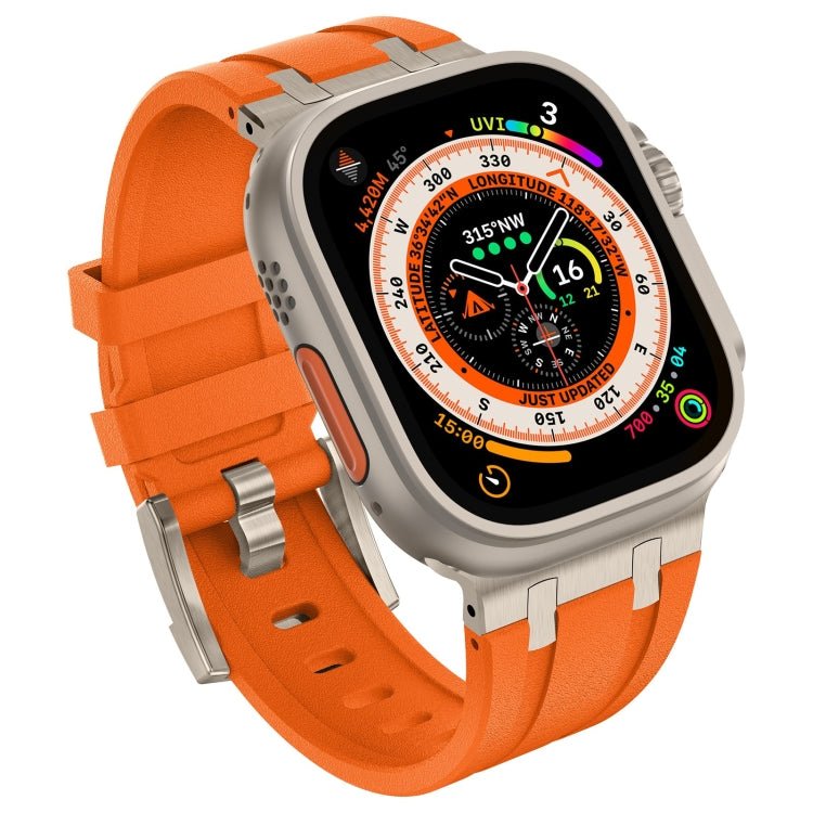 For Apple Watch SE 44mm Stone Grain Liquid Silicone Watch Band(Titanium Orange) - Watch Bands by PMC TechLife | Online Shopping South Africa | PMC TechLife
