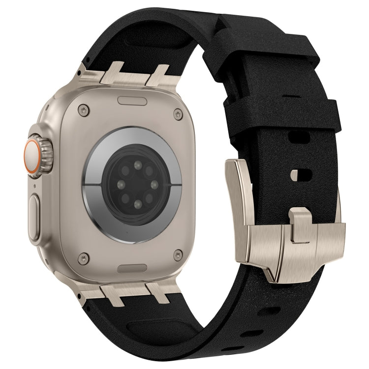 For Apple Watch SE 44mm Stone Grain Liquid Silicone Watch Band(Titanium Black) - Watch Bands by PMC TechLife | Online Shopping South Africa | PMC TechLife