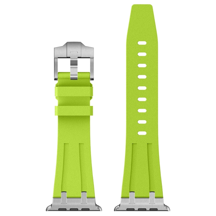 For Apple Watch SE 44mm Stone Grain Liquid Silicone Watch Band(Silver Green) - Watch Bands by PMC TechLife | Online Shopping South Africa | PMC TechLife