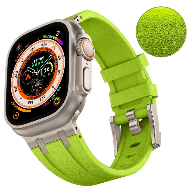 For Apple Watch Series 6 44mm Stone Grain Liquid Silicone Watch Band(Titanium Green) - free shipping - PMC TechLife - Order now!