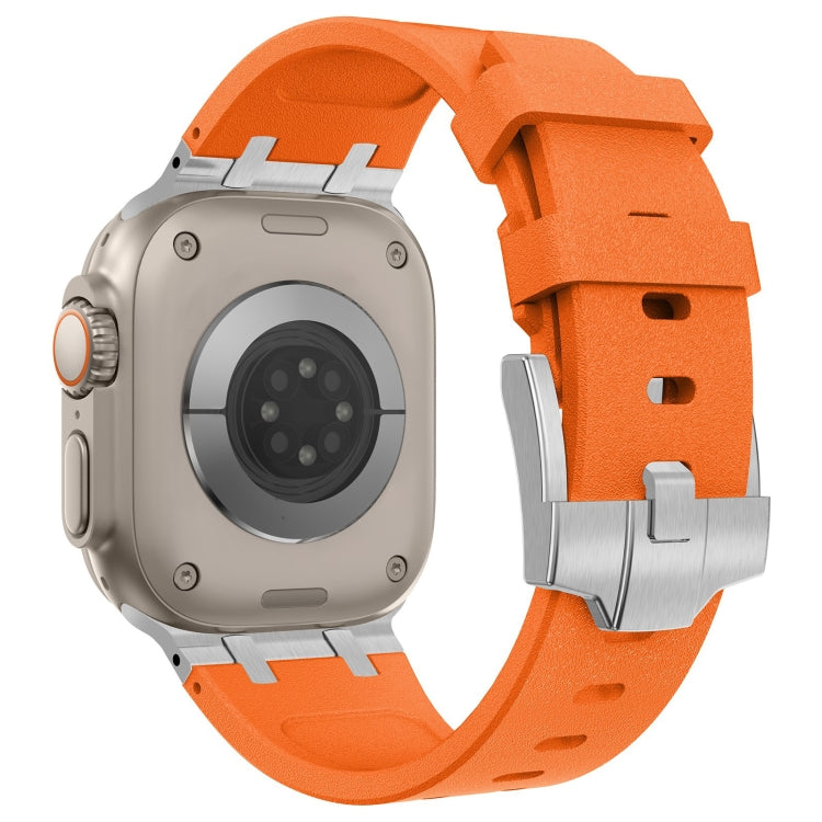 For Apple Watch Series 5 44mm Stone Grain Liquid Silicone Watch Band(Sliver Orange) - Watch Bands by PMC TechLife | Online Shopping South Africa | PMC TechLife