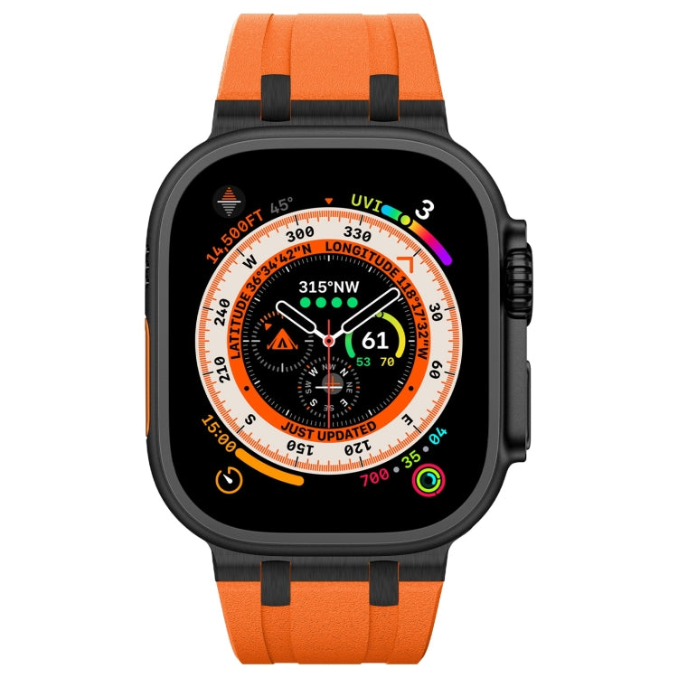 For Apple Watch Series 4 44mm Stone Grain Liquid Silicone Watch Band(Black Orange) - Watch Bands by PMC TechLife | Online Shopping South Africa | PMC TechLife