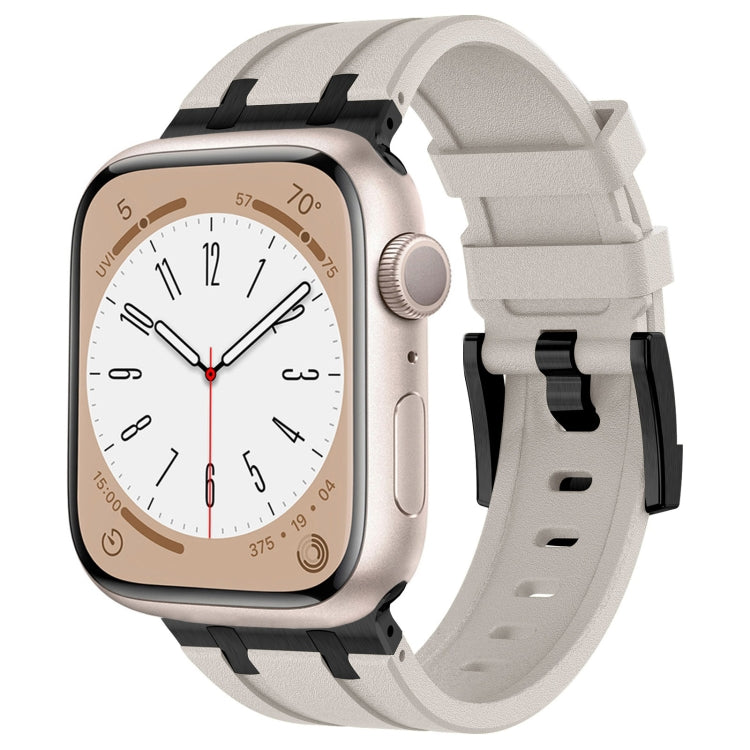 For Apple Watch Series 4 44mm Stone Grain Liquid Silicone Watch Band(Black Starlight) - Watch Bands by PMC TechLife | Online Shopping South Africa | PMC TechLife