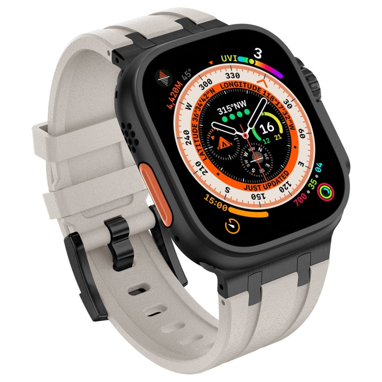 For Apple Watch Series 4 44mm Stone Grain Liquid Silicone Watch Band(Black Starlight) - Watch Bands by PMC TechLife | Online Shopping South Africa | PMC TechLife