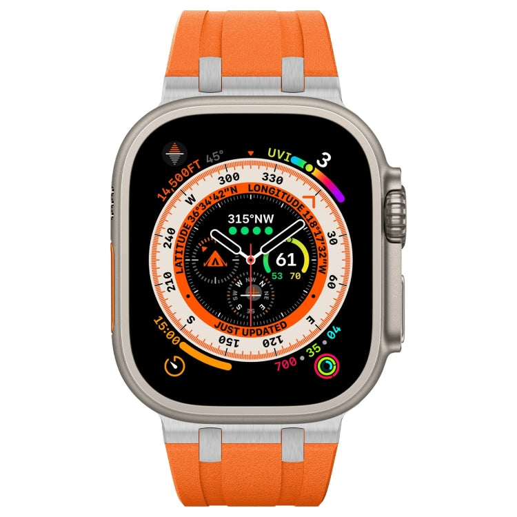 For Apple Watch Series 4 44mm Stone Grain Liquid Silicone Watch Band(Sliver Orange) - free shipping - PMC TechLife - Order now!