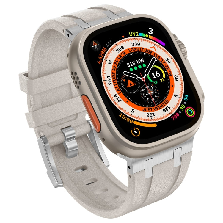 For Apple Watch Series 4 44mm Stone Grain Liquid Silicone Watch Band(Silver Starlight) - free shipping - PMC TechLife - Order now!