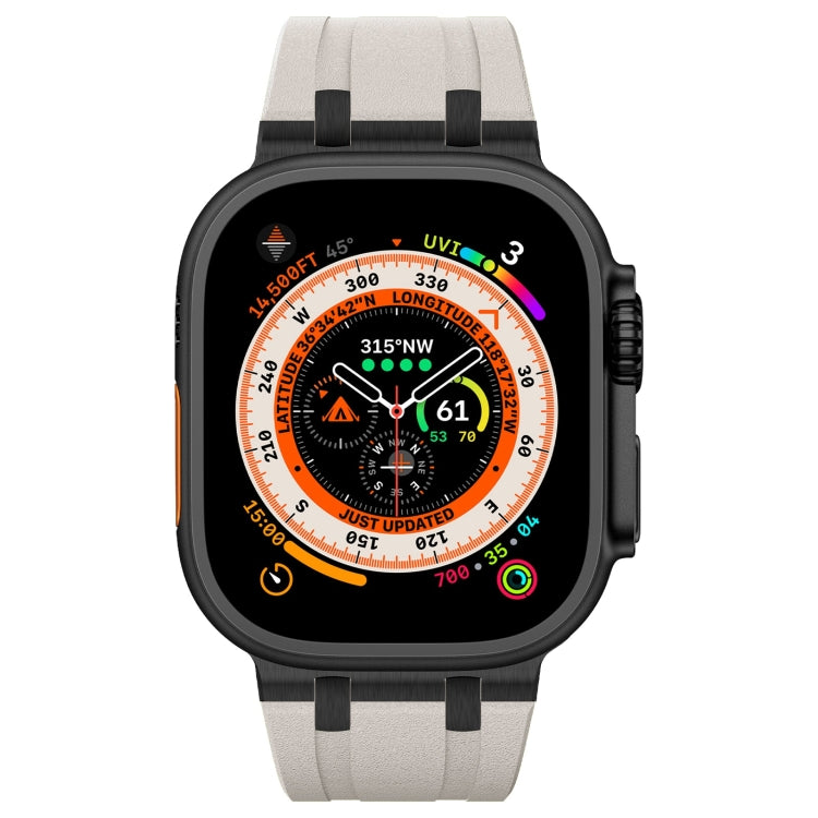 For Apple Watch Series 3 42mm Stone Grain Liquid Silicone Watch Band(Black Starlight) - Watch Bands by PMC TechLife | Online Shopping South Africa | PMC TechLife