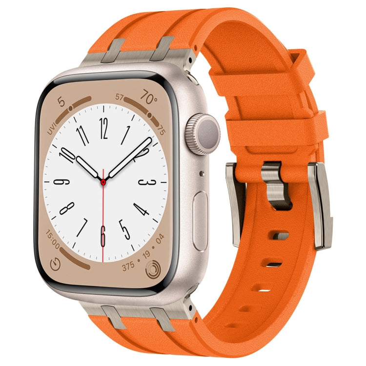 For Apple Watch Series 3 42mm Stone Grain Liquid Silicone Watch Band(Titanium Orange) - Watch Bands by PMC TechLife | Online Shopping South Africa | PMC TechLife