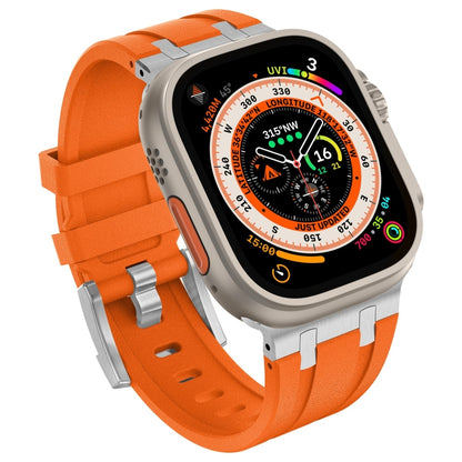 For Apple Watch Series 3 42mm Stone Grain Liquid Silicone Watch Band(Sliver Orange) - Watch Bands by PMC Jewellery | Online Shopping South Africa | PMC Jewellery