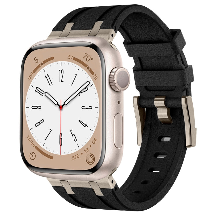 For Apple Watch Series 2 42mm Stone Grain Liquid Silicone Watch Band(Titanium Black) - Watch Bands by PMC TechLife | Online Shopping South Africa | PMC TechLife