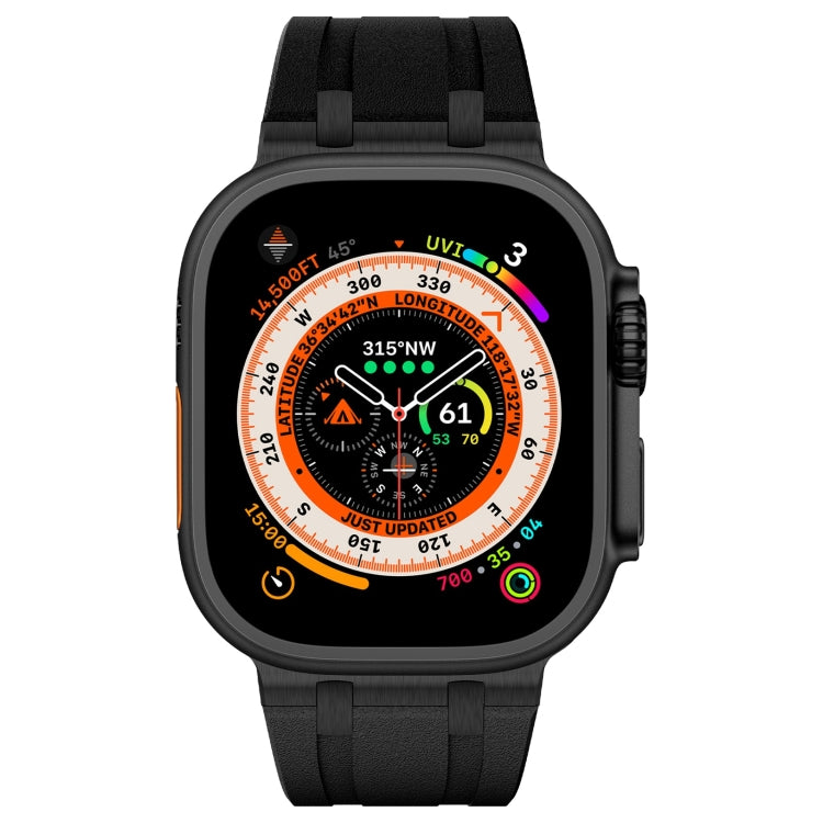 For Apple Watch 42mm Stone Grain Liquid Silicone Watch Band(Black Black) - Watch Bands by PMC TechLife | Online Shopping South Africa | PMC TechLife