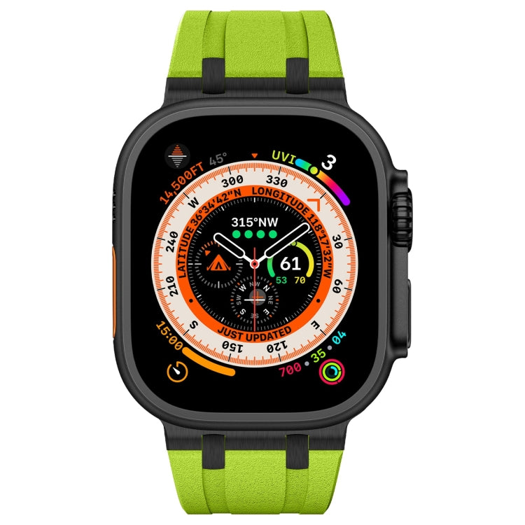 For Apple Watch 42mm Stone Grain Liquid Silicone Watch Band(Black Green) - Watch Bands by PMC TechLife | Online Shopping South Africa | PMC TechLife