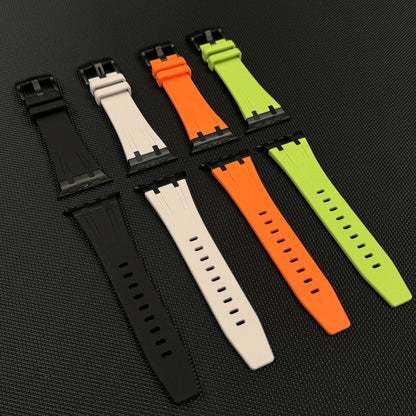 For Apple Watch 42mm Stone Grain Liquid Silicone Watch Band(Silver Black) - Watch Bands by PMC Jewellery | Online Shopping South Africa | PMC Jewellery