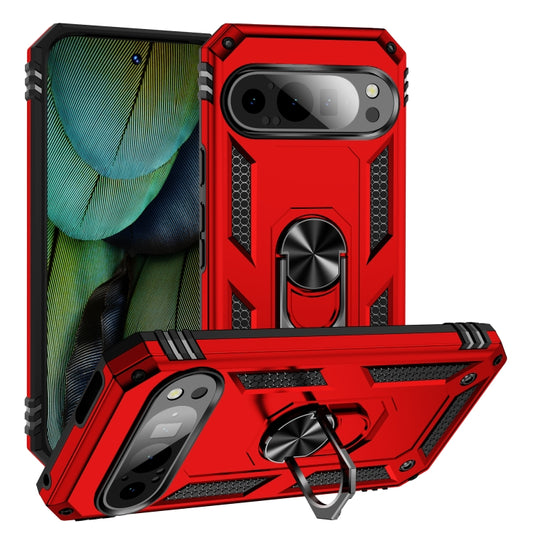 For Google Pixel 9 Shockproof TPU + PC Phone Case with Holder(Red) - Google Cases by PMC Jewellery | Online Shopping South Africa | PMC Jewellery | Buy Now Pay Later Mobicred