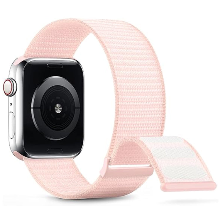 For Apple Watch SE 2023 44mm Dual Hook and Loop Nylon Watch Band(Pearl Powder) - Watch Bands by PMC TechLife | Online Shopping South Africa | PMC TechLife