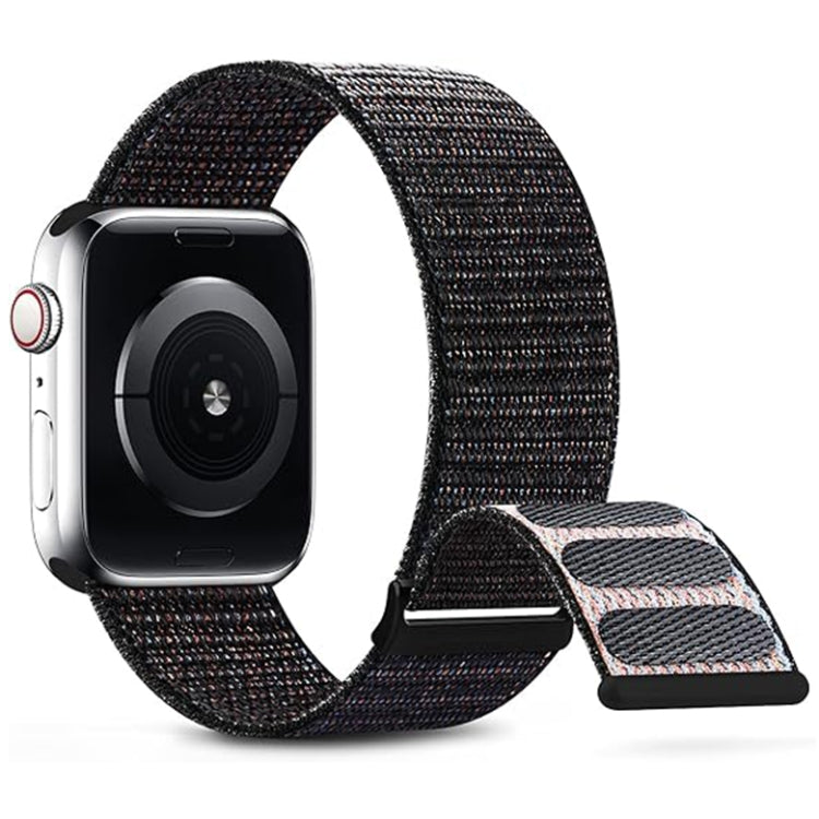 For Apple Watch Series 8 45mm Dual Hook and Loop Nylon Watch Band(Reflective Black) - Watch Bands by PMC TechLife | Online Shopping South Africa | PMC TechLife