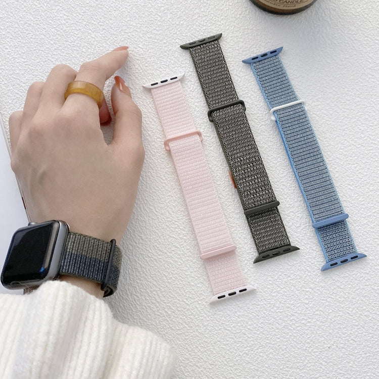 For Apple Watch Series 8 41mm Dual Hook and Loop Nylon Watch Band(Seashell) - Watch Bands by PMC TechLife | Online Shopping South Africa | PMC TechLife