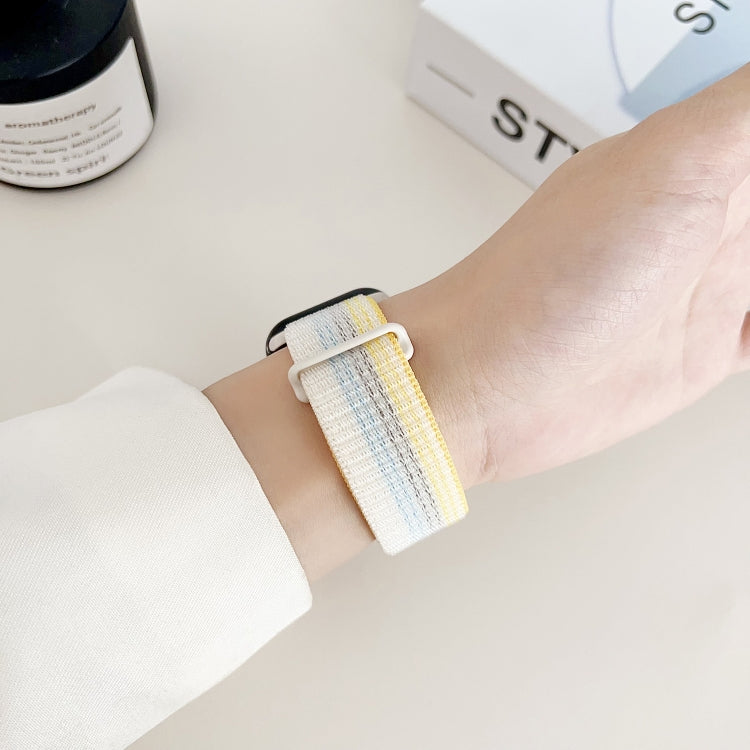 For Apple Watch SE 2023 40mm Dual Hook and Loop Nylon Watch Band(Seashell) - Watch Bands by PMC TechLife | Online Shopping South Africa | PMC TechLife