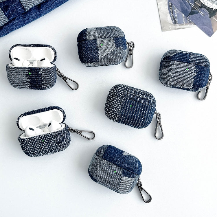 For AirPods Pro 2 Stitching Denim Cloth Bluetooth Earphone Protective Case(Light Color Irregular) - For AirPods Pro 2 by PMC Jewellery | Online Shopping South Africa | PMC Jewellery | Buy Now Pay Later Mobicred