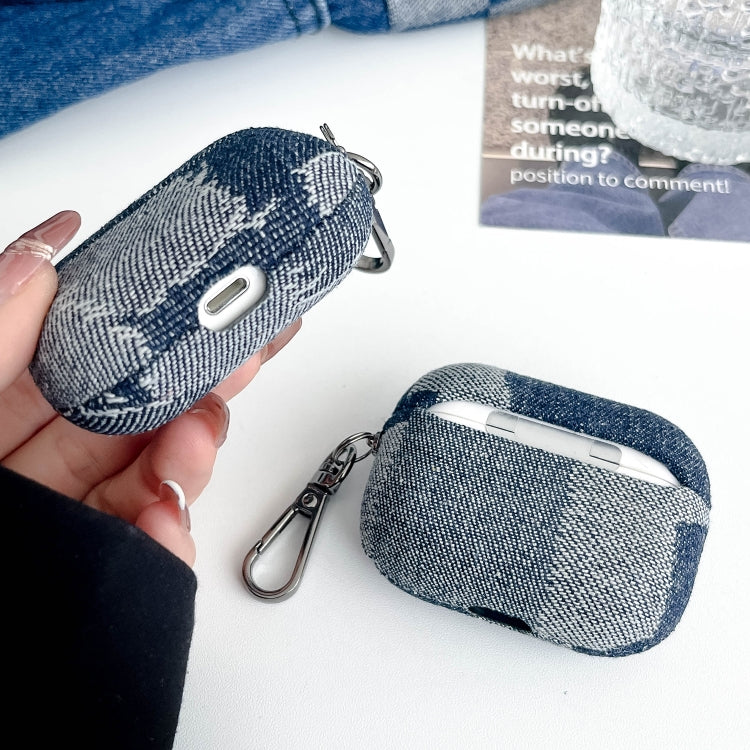 For AirPods Pro Stitching Denim Cloth Bluetooth Earphone Protective Case(Grid) - For AirPods Pro by PMC Jewellery | Online Shopping South Africa | PMC Jewellery | Buy Now Pay Later Mobicred