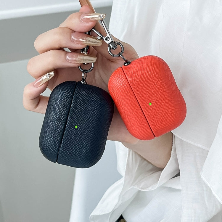 For AirPods Pro Cross Texture PU Leather Bluetooth Earphone Protective Case(Rose Gold) - For AirPods Pro by PMC Jewellery | Online Shopping South Africa | PMC Jewellery | Buy Now Pay Later Mobicred