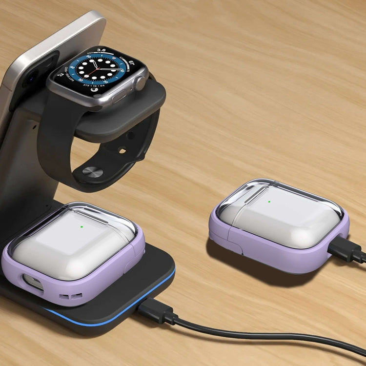 For AirPods 1 / 2 TPU Hybrid PC Case with Holder(Purple) - For AirPods 1/2 by PMC Jewellery | Online Shopping South Africa | PMC Jewellery | Buy Now Pay Later Mobicred