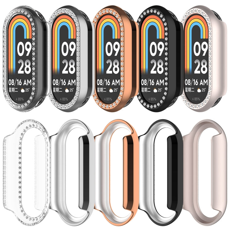 For Xiaomi Mi Band 8 Diamond Half Pack Hollow PC Watch Protective Case(Transparent) - Watch Cases by PMC Jewellery | Online Shopping South Africa | PMC Jewellery