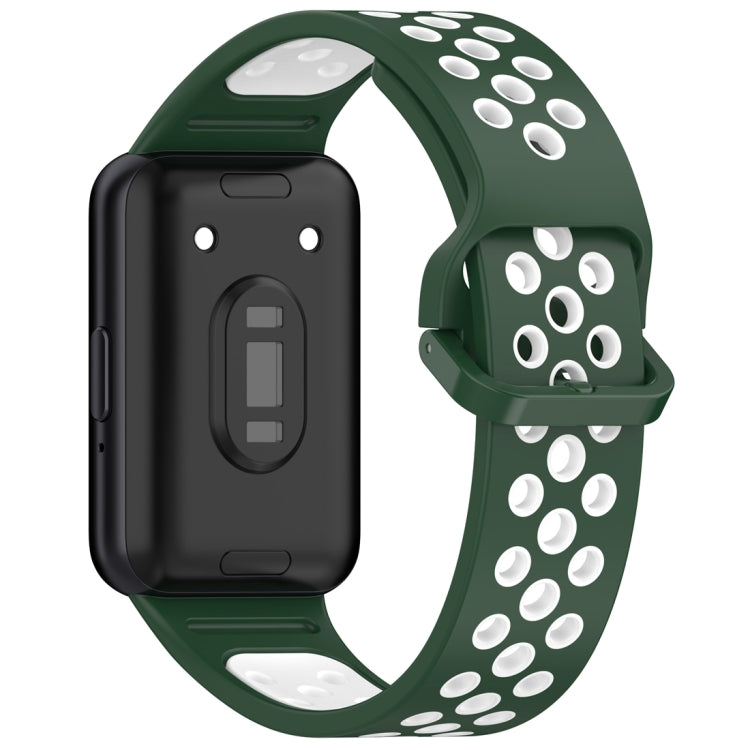 For Samsung Galaxy Fit 3 Two Color Breathable Silicone Watch Band(Dark Green White) - Watch Bands by PMC Jewellery | Online Shopping South Africa | PMC Jewellery