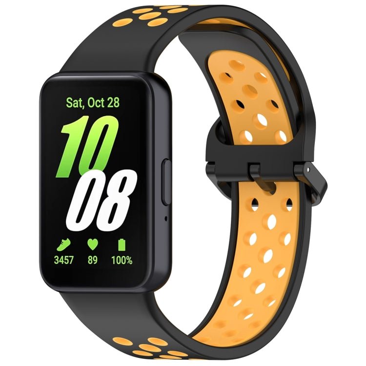 For Samsung Galaxy Fit 3 Two Color Breathable Silicone Watch Band(Black Yellow) - Watch Bands by PMC Jewellery | Online Shopping South Africa | PMC Jewellery