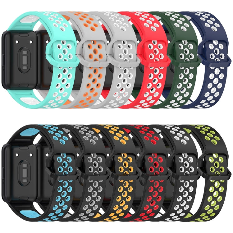 For Samsung Galaxy Fit 3 Two Color Breathable Silicone Watch Band(Black Red) - Watch Bands by PMC TechLife | Online Shopping South Africa | PMC TechLife