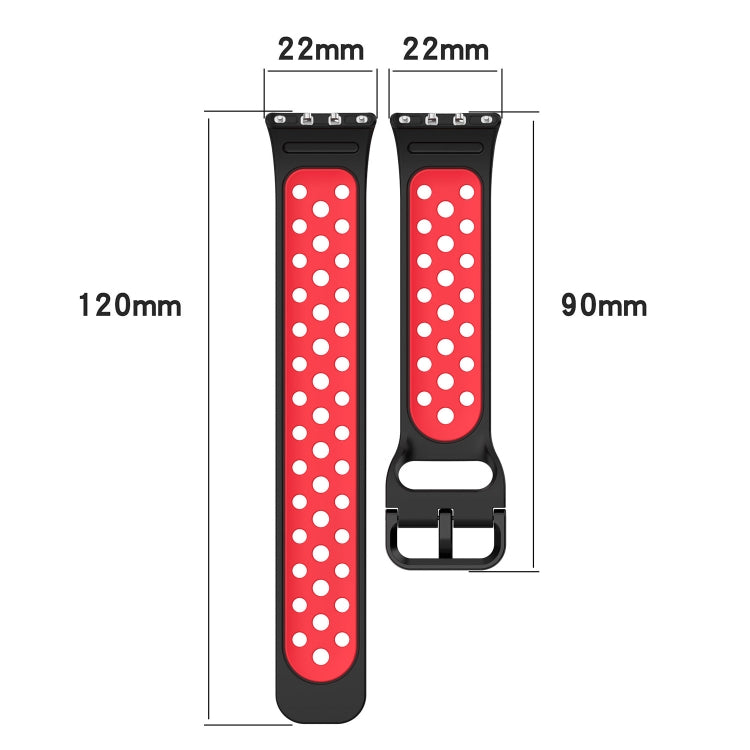 For Samsung Galaxy Fit 3 Two Color Breathable Silicone Watch Band(Black Red) - Watch Bands by PMC TechLife | Online Shopping South Africa | PMC TechLife