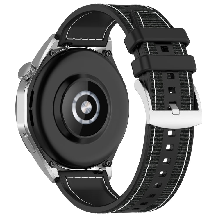 22mm Hybrid Nylon Braid Silicone Watch Band(Black) - 22mm Bands by PMC Jewellery | Online Shopping South Africa | PMC Jewellery