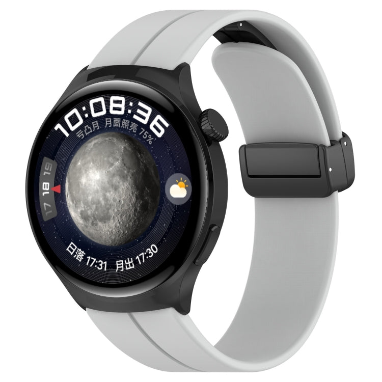 18mm Groove Folding Black Buckle Silicone Watch Band(Light Grey) - 18mm Bands by PMC TechLife | Online Shopping South Africa | PMC TechLife | Buy Now Pay Later Mobicred