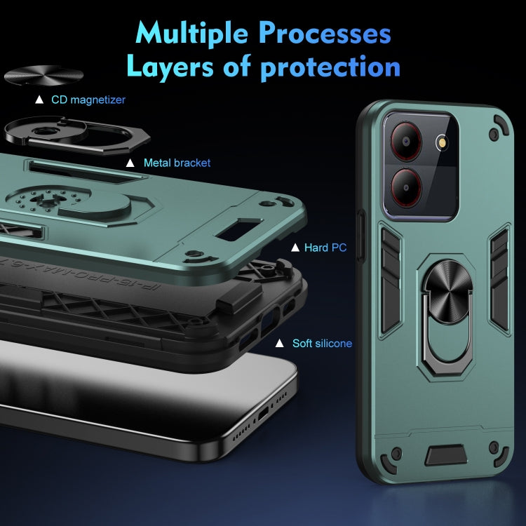 For ZTE Blade A54 Shockproof Metal Ring Holder Phone Case(Green) - ZTE Cases by PMC TechLife | Online Shopping South Africa | PMC TechLife
