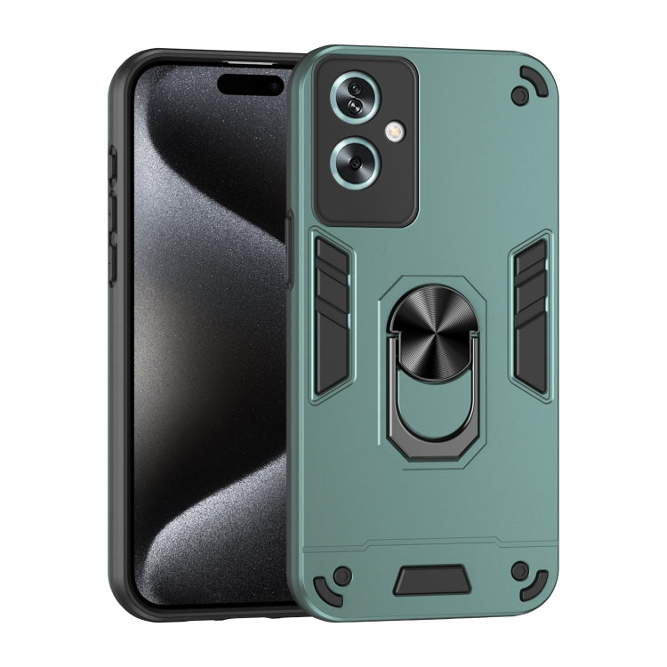 For OPPO A79 5G Shockproof Metal Ring Holder Phone Case(Green) - OPPO Cases by PMC TechLife | Online Shopping South Africa | PMC TechLife