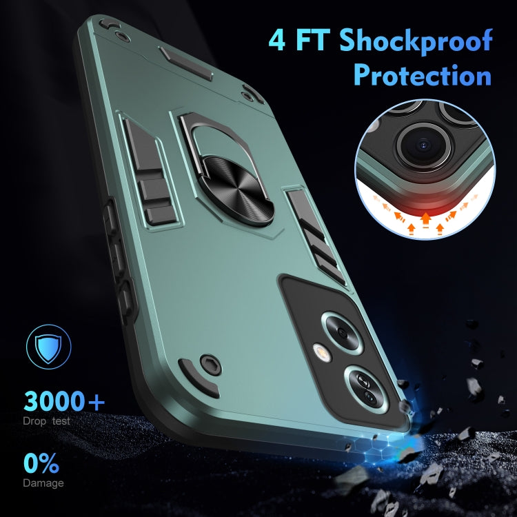For OPPO A79 5G Shockproof Metal Ring Holder Phone Case(Green) - OPPO Cases by PMC TechLife | Online Shopping South Africa | PMC TechLife