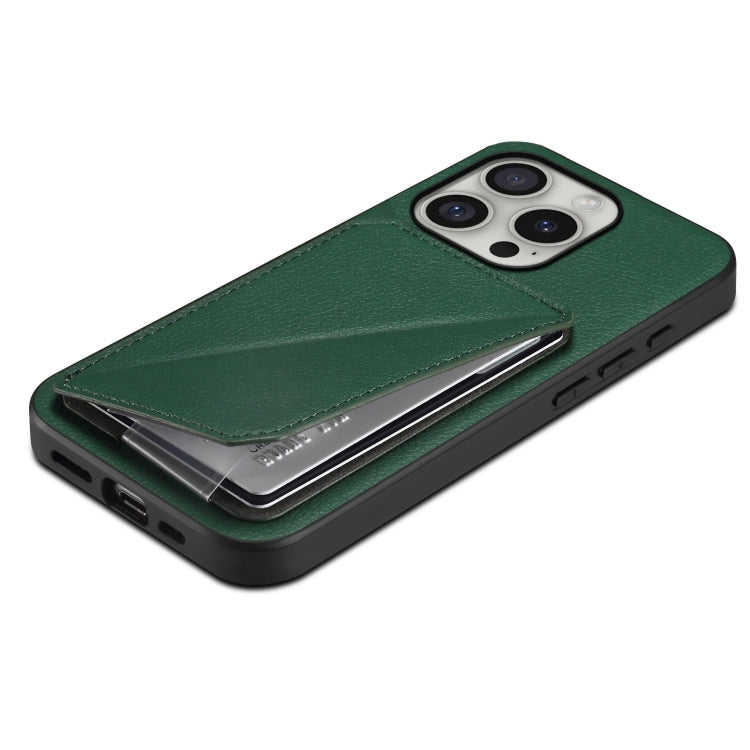 For iPhone 16 Pro D04 Calf Texture Dual Card Slot Holder Phone Case(Green) - iPhone 16 Pro Cases by PMC Jewellery | Online Shopping South Africa | PMC Jewellery | Buy Now Pay Later Mobicred