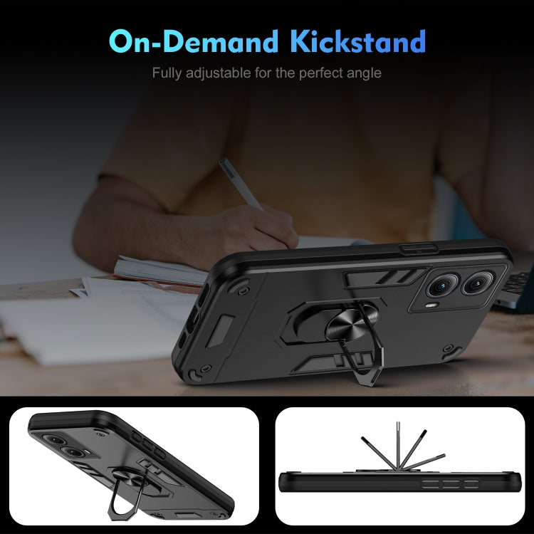 For Motorola Edge 2024 Shockproof Metal Ring Holder Phone Case(Black) - Motorola Cases by PMC Jewellery | Online Shopping South Africa | PMC Jewellery | Buy Now Pay Later Mobicred