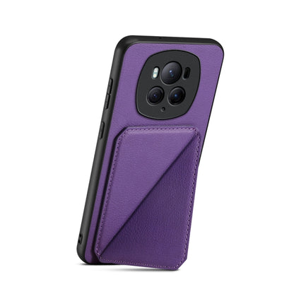 For Honor Magic6 Pro 5G D04 Calf Texture Dual Card Slot Holder Phone Case(Purple) - Honor Cases by PMC Jewellery | Online Shopping South Africa | PMC Jewellery | Buy Now Pay Later Mobicred