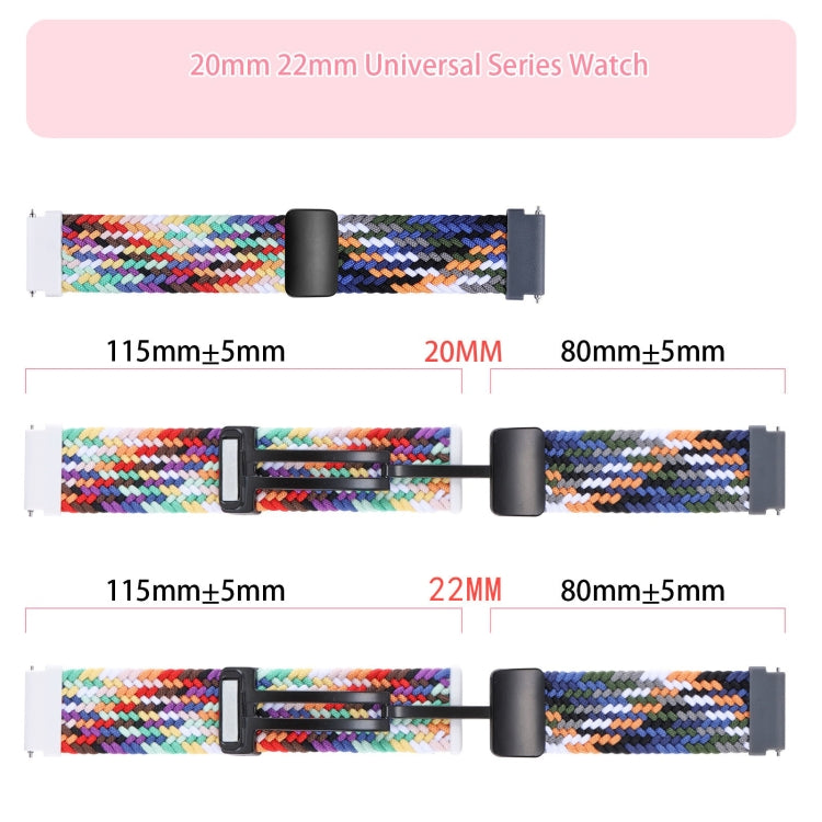 18mm Two-color Magnetic Braided Nylon Watch Band(White Black Rainbow) - 18mm Bands by PMC TechLife | Online Shopping South Africa | PMC TechLife | Buy Now Pay Later Mobicred