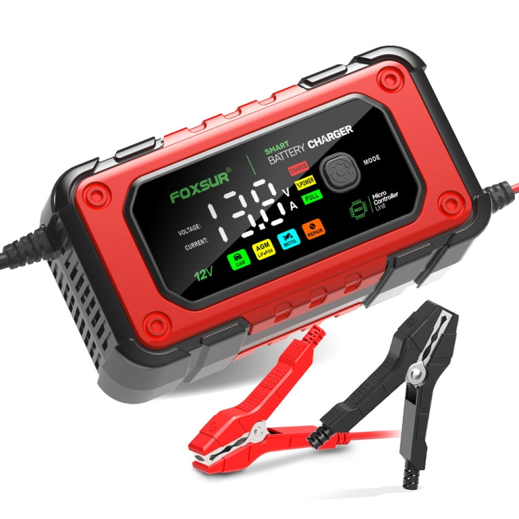 FOXSUR 7A 12V Car / Motorcycle Smart Battery Charger, Plug Type:UK Plug(Red) - free shipping - PMC TechLife - Order now!