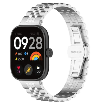 For Xiaomi Mi Band 8 Pro Five-bead Butterfly Buckle Metal Watch Band(Silver) - Watch Bands by PMC Jewellery | Online Shopping South Africa | PMC Jewellery